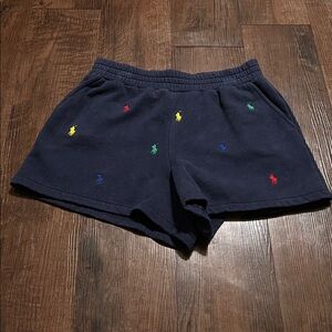 Polo Navy Shorts with Multicolor Embroidery